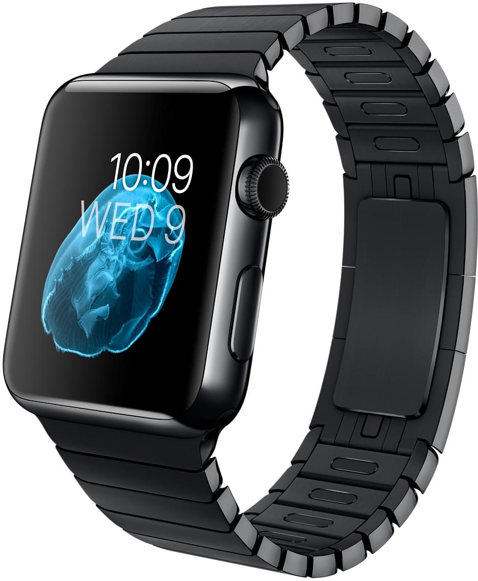 Apple Watch, корпус 42 мм из нержавеющей стали цвета «серый космос», блочный браслет из нержавеющей стали цвета «серый космос»